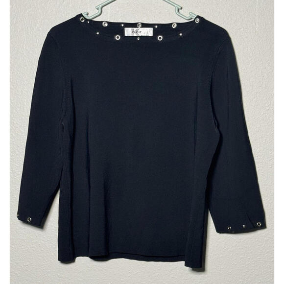 Sweaters - Kikit Womens top Extra Large Black Silver Grommet Disc Trim Edgy Office Work